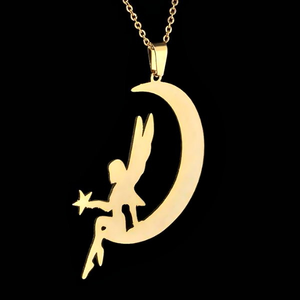 گردنبند طلا 18 عیار زنانه آمانژ مدل فرشته و ماه کد D9277