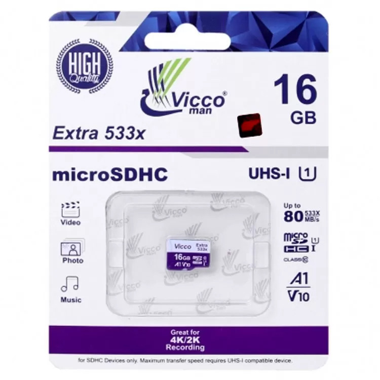 کارت حافظه microSDHC ویکو من مدل Extre 533X کلاس 10 استاندارد UHS-I U1 سرعت 80MBps ظرفیت 16 گیگابایت