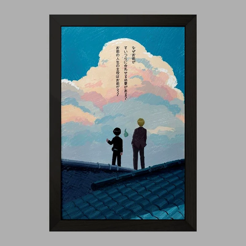 تابلو خندالو مدل اراتاکا و شییکو انیمه موب سایکو Mob Psycho 100 کد 24429