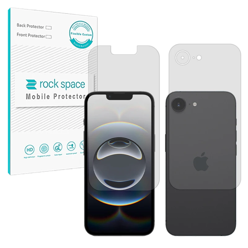 محافظ صفحه نمایش مات راک اسپیس مدل Resistant مناسب برای گوشی موبایل اپل iPhone 16e به همراه محافظ پشت گوشی