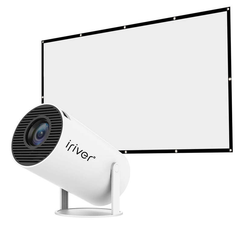 مینی ویدئو پروژکتور آیریور مدل HY300N به همراه پرده نمایش 84 اینچی
