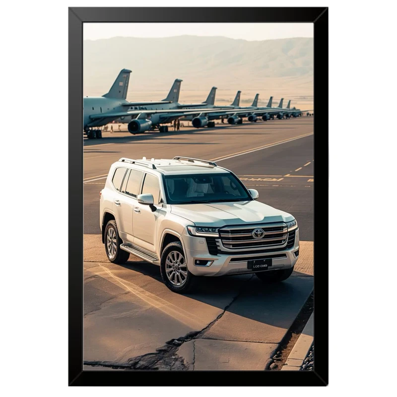 تابلو بکلیت طرح ماشین و خودرو تویوتا لندکروز Toyota LandCruiser مدل B-po1985 فریم مشکی