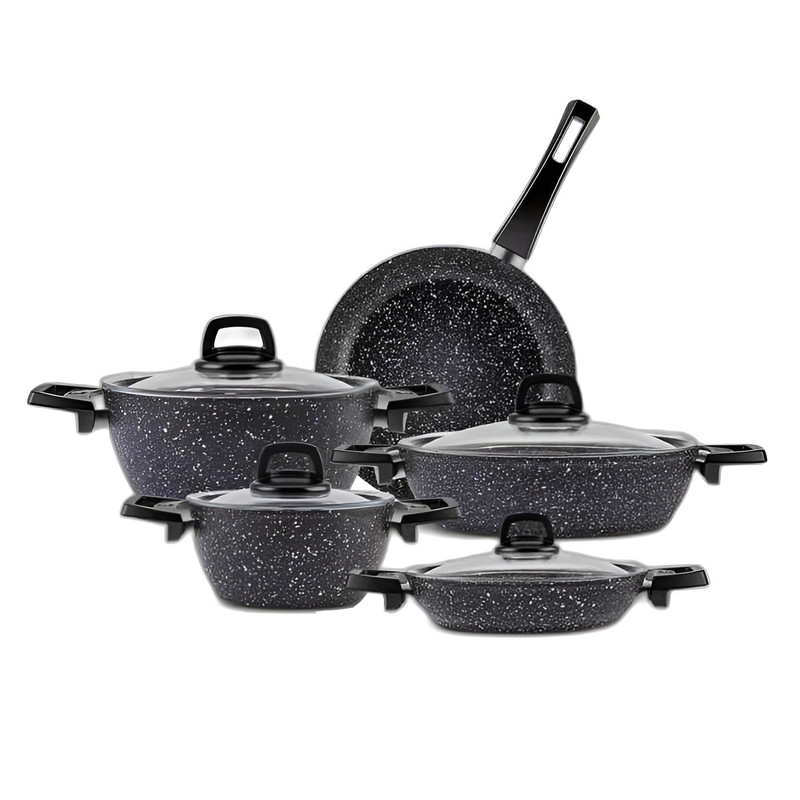 سرویس قابلمه وتابه بیوگرانیتی 9 پارچه کاراجا مدل Biogranit Blue Stone
