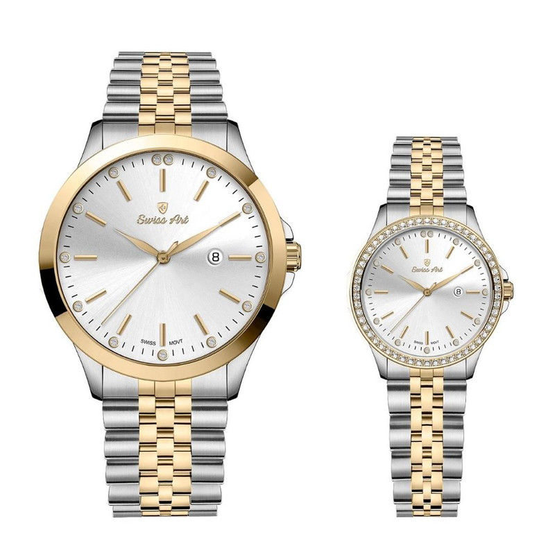 ست ساعت مچی عقربه‌ای زنانه و مردانه سوئیس آرت مدل 620005-6-04