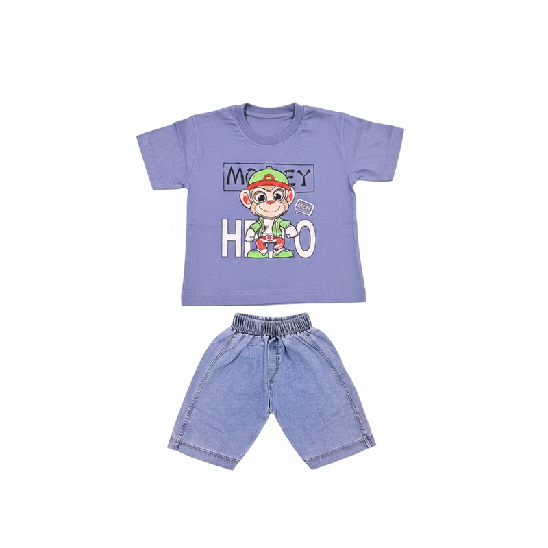 ست تی‌شرت آستین کوتاه و شلوارک پسرانه مدل AZ1AZ2