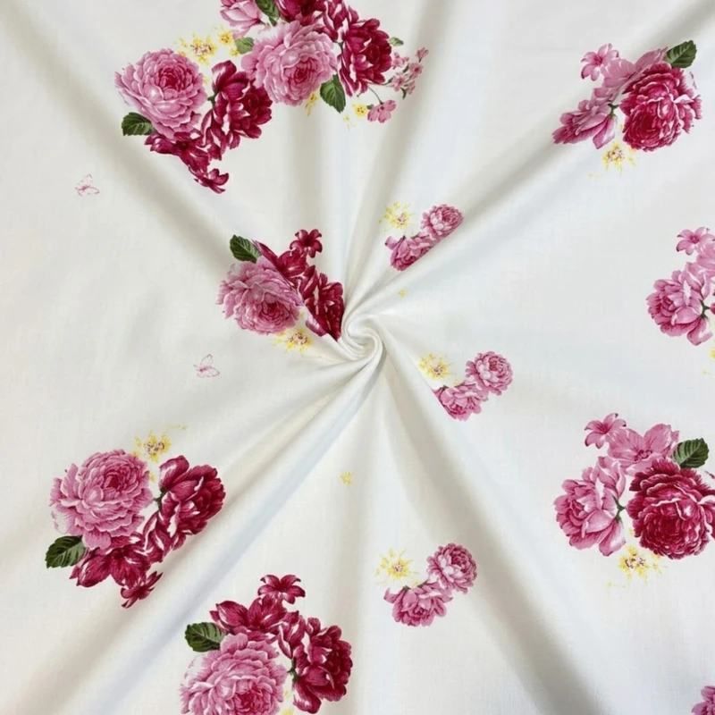 پارچه ملحفه عرض 2.40 متر مدل Flowe سعادت رنگ شیری