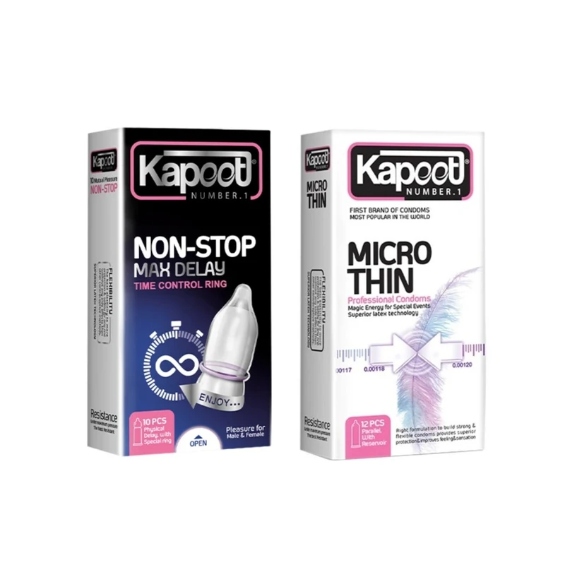 کاندوم تاخیری کاپوت مدل Nonstop بسته 10 عددی به همراه کاندوم کلاسیک کاپوت مدل Microthin بسته 12 عددی