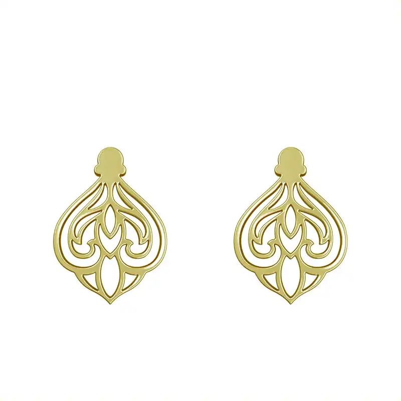 گوشواره طلا 18 عیار زنانه مدوپد مدل اسلیمی کد GA1-15327