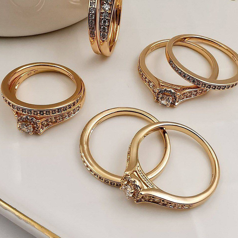 انگشتر زنانه ژوپینگ مدل حلقه و تکداش xp2273 مجموعه 2 عددی