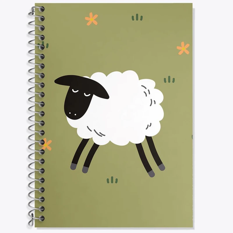 دفتر زبان 50 برگ خندالو مدل سه خط طرح گوسفند بامزه کد 29365