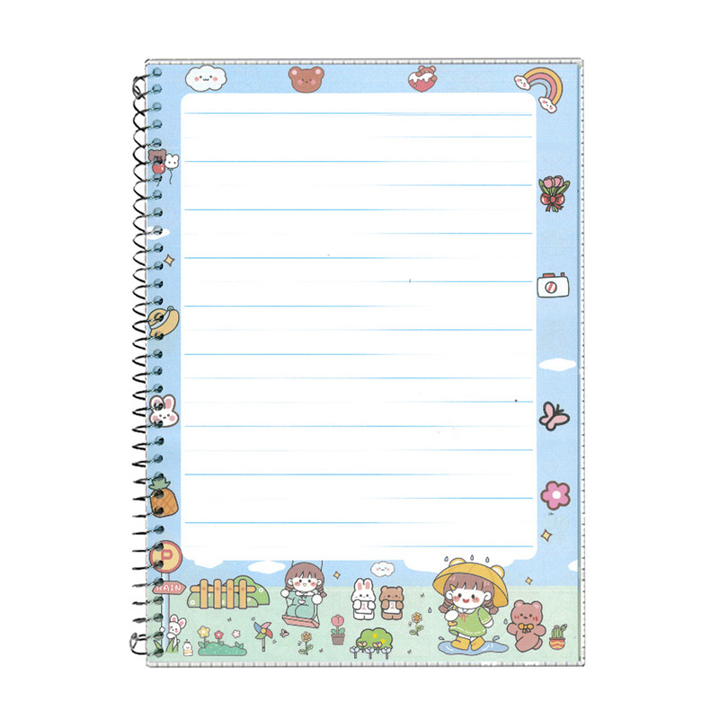 دفتر 60 برگ آلما مدل کارتونی طرح حاشیه دار کد 7620