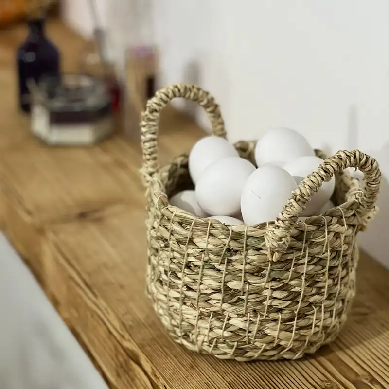 سبد حصیری مدل استوانه دسته دار