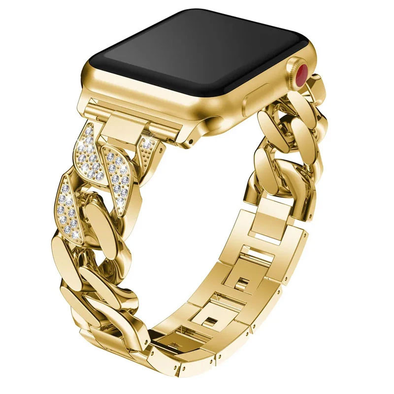 بند مسیر مدل Luxury Diamond Stainless مناسب برای اپل واچ سایز 42mm سری 11