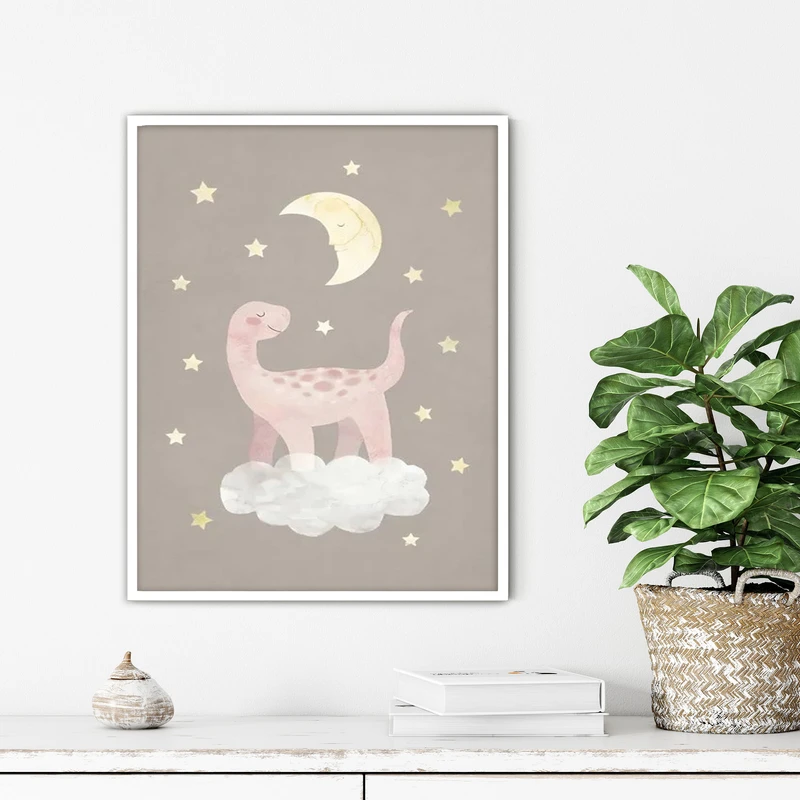 تابلو آتریسا طرح دایناسور مدرن مدل ATFKB33 فریم سفید 