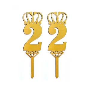 تاپر کیک مدل عدد 22 طرح الماس شمعدار مجموعه 2 عددی