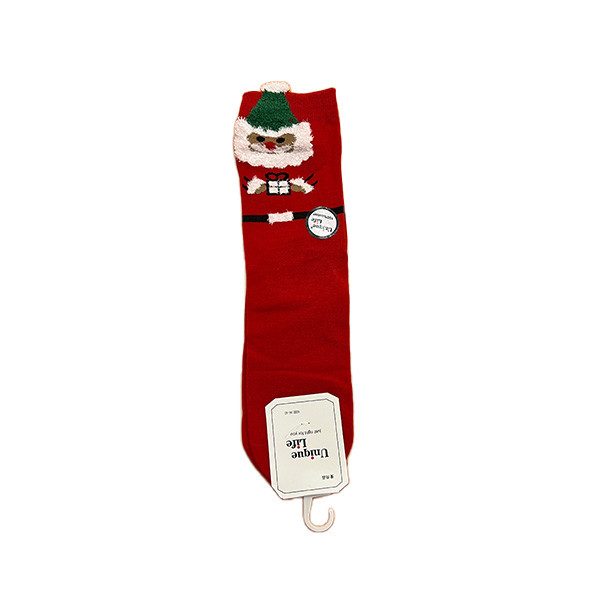جوراب ساق بلند زنانه طرح کریسمس مدل بابانوئل