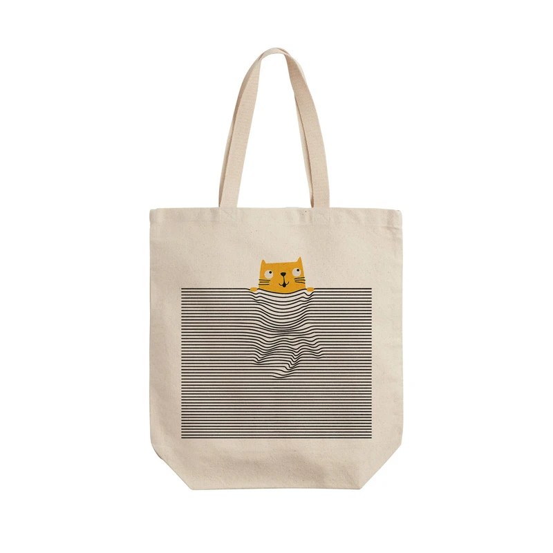 ساک خرید ترمه طراحان ایده مدل گربه خوابالو کد cfp1125 - L