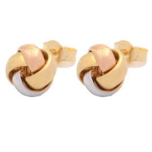 گوشواره میخی طلا 18 عیار زنانه طلای مستجابی مدل گره سه رنگ کد 253447-T132