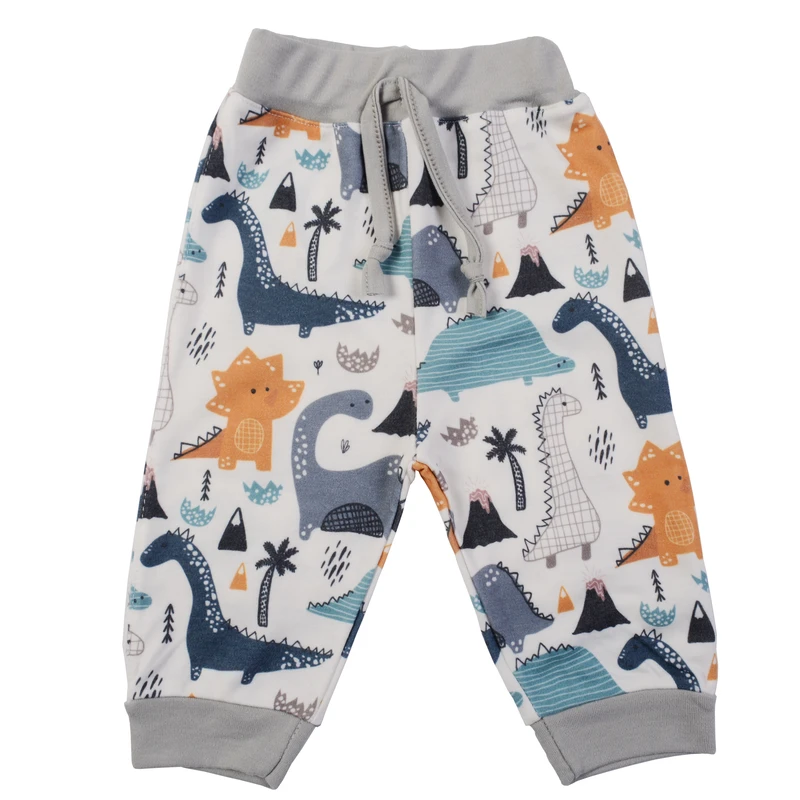 عکس شماره 7 : ست بادی آستین بلند و شلوار نوزادی مدل دایناسور