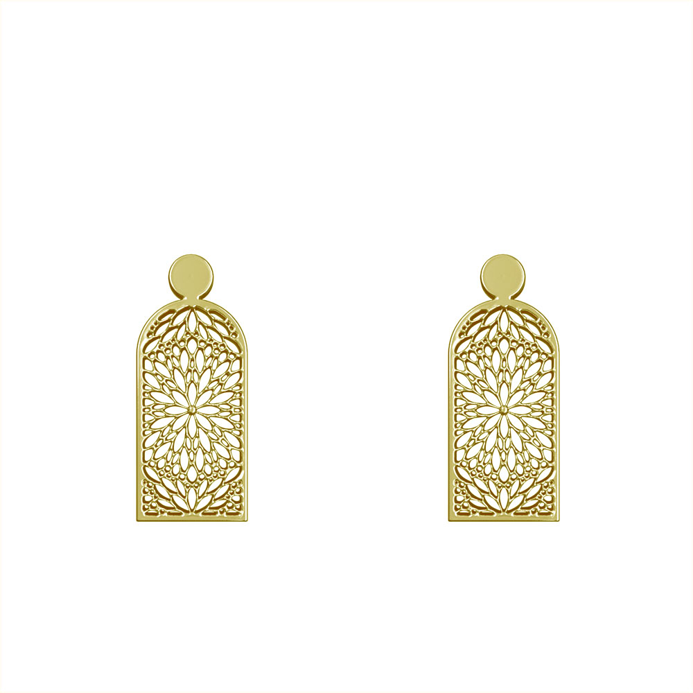 گوشواره طلا 18 عیار زنانه مدوپد مدل اسلیمی کد GA1-10448