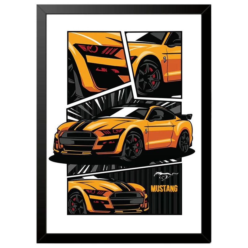 تابلو بکلیت طرح ماشین و خودرو فورد موستانگ FORD MUSTANG GT500 SHELBY مدل b-po1673 فریم مشکی