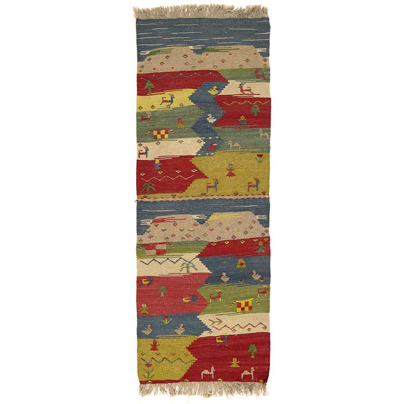 گلیم دستبافت یک متری طرح قشقایی کد 141077