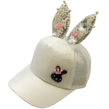 کلاه کپ دخترانه مدل خرگوشی رنگ سفید