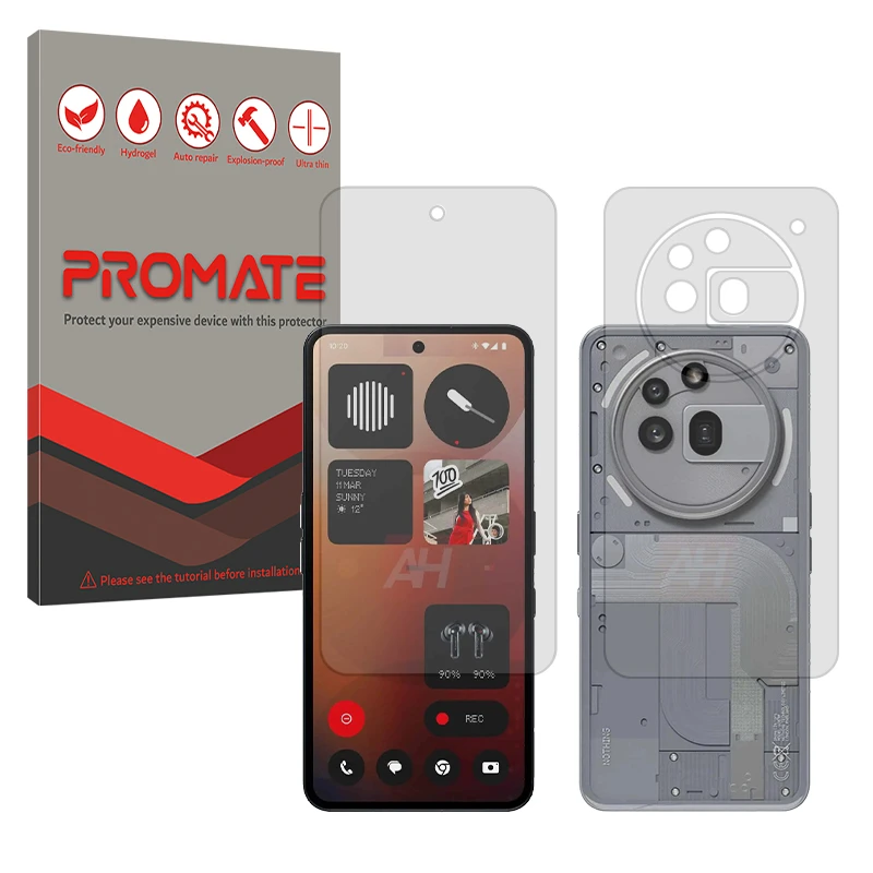 محافظ صفحه نمایش شفاف پرومیت مدل Resistant مناسب برای گوشی موبایل ناتینگ  Phone 3a Pro به همراه محافظ پشت گوشی 