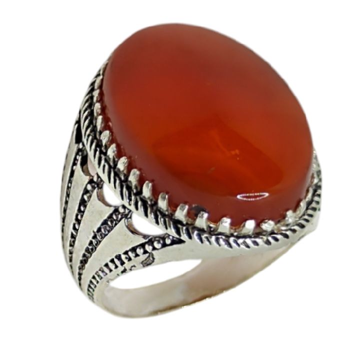 انگشتر نقره مردانه مدل سنگ عقیق رضوی رکاب اسپرت کد 6300 -  - 6