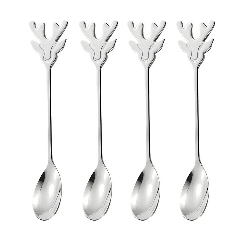 قاشق قهوه خوری مدل گوزن بسته 4 عددی