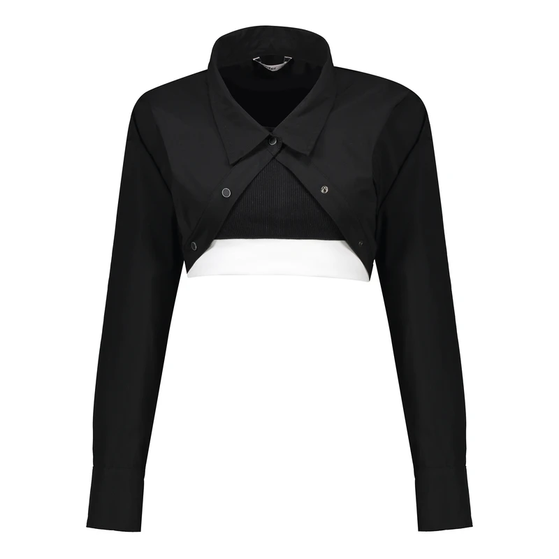 کراپ شومیز آستین بلند زنانه لوسیفر مدل W21661