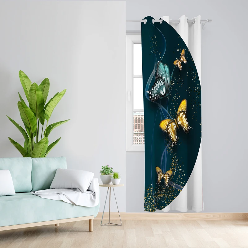 پرده طرح پروانه مدل مخمل پانچی کد 2449 z سایز 140x200 سانتی متر