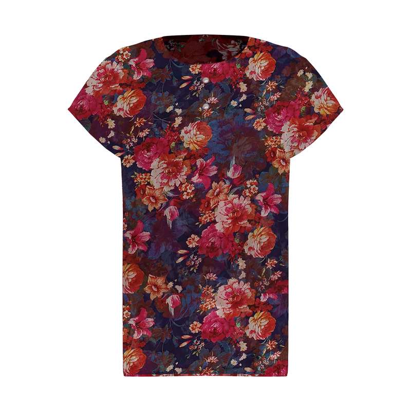 بلوز آستین کوتاه زنانه مدل نخی گل دار کد Bo-Sor