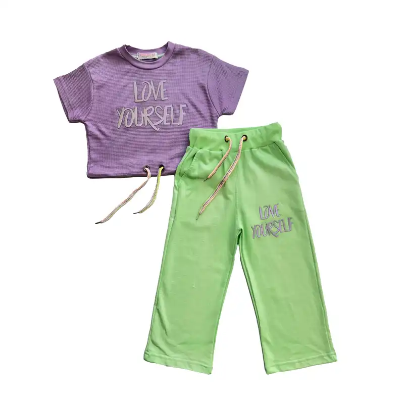 ست تی شرت و شلوار دخترانه مدل 100605