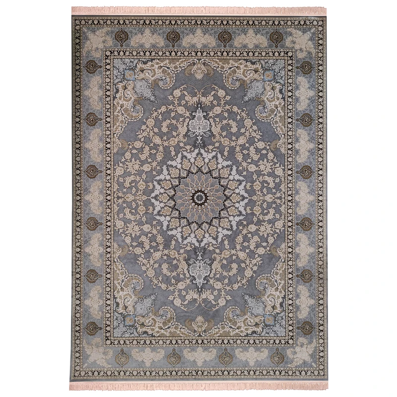 فرش ماشینی 700شانه زمرد مشهد طرح پرهام زمینه دودی