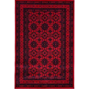 فرش ماشینی 500 شانه زمینه قرمز لاکی حاشیه قرمز لاکی مدل بلوچ کد 13