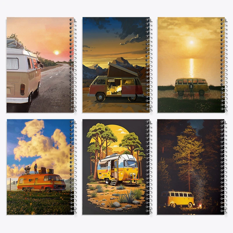 دفتر مشق 50 برگ خندالو طرح فولکس کمپر کد 951 مجموعه 6 عددی