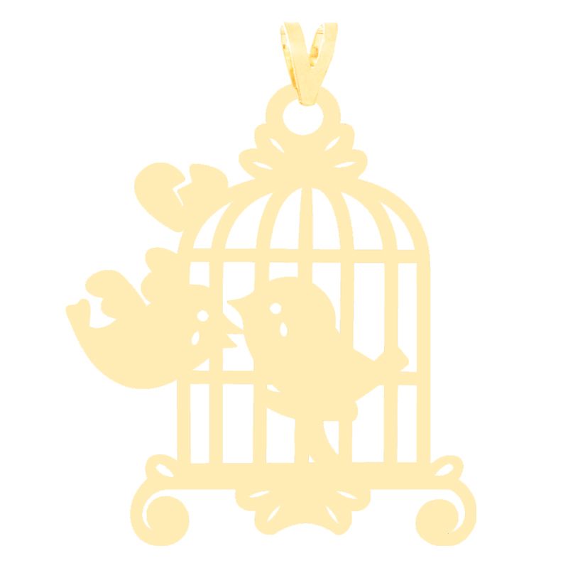 آویز گردنبند طلا 18 عیار زنانه کرابو طرح پرنده در قفس مدل Kr3066 -  - 1