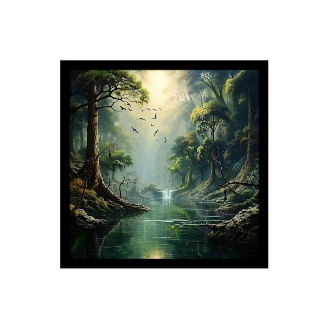 تابلو نوری بکلیت طرح منظره طبیعت و رودخانه مدل B-MID-15596