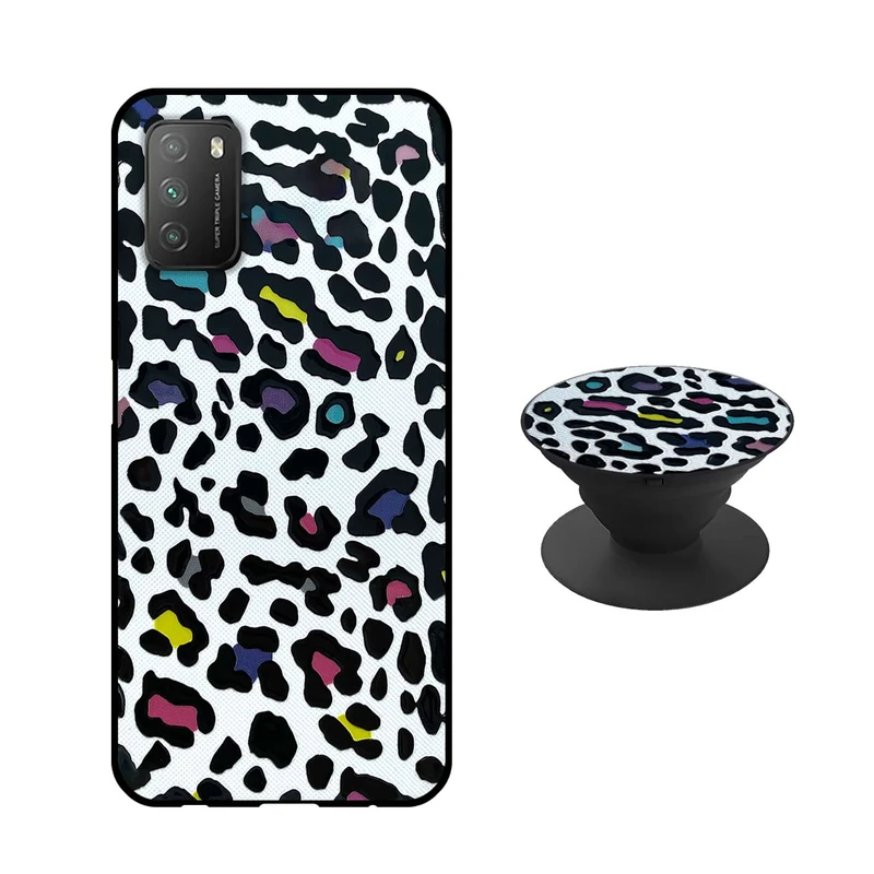 کاور دکین مدل Rikki طرح Leopard - C مناسب برای گوشی موبایل شیائومی Poco M3 به همراه پایه نگهدارنده