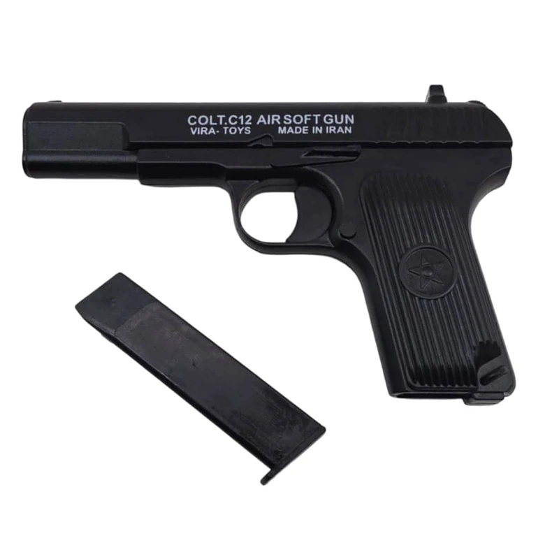 تفنگ بازی ناب سل مدل  کلت تیر ابری ایرسافت گان c12 metal