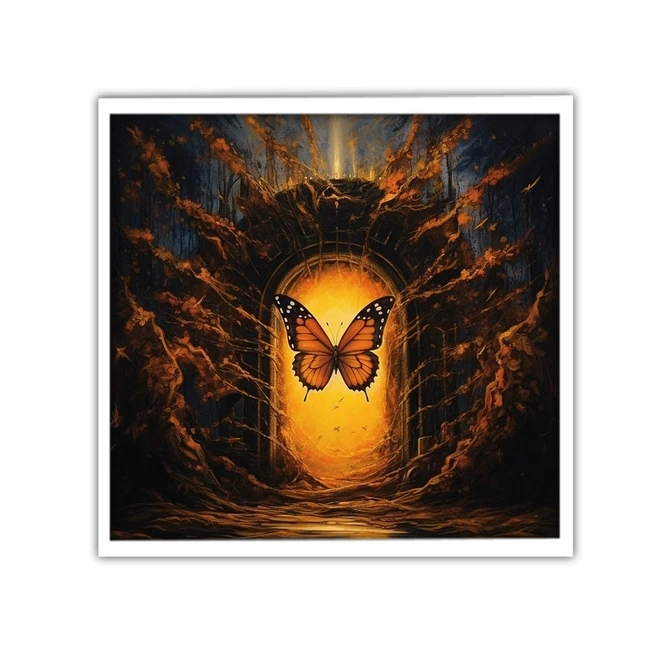 تابلو نوری بکلیت طرح گرافیکی پروانه مدل W-MID-19331