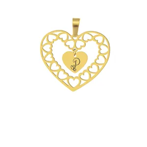 آویز گردنبند هایکا طرح قلب وحرف لاتین P مدل ha195