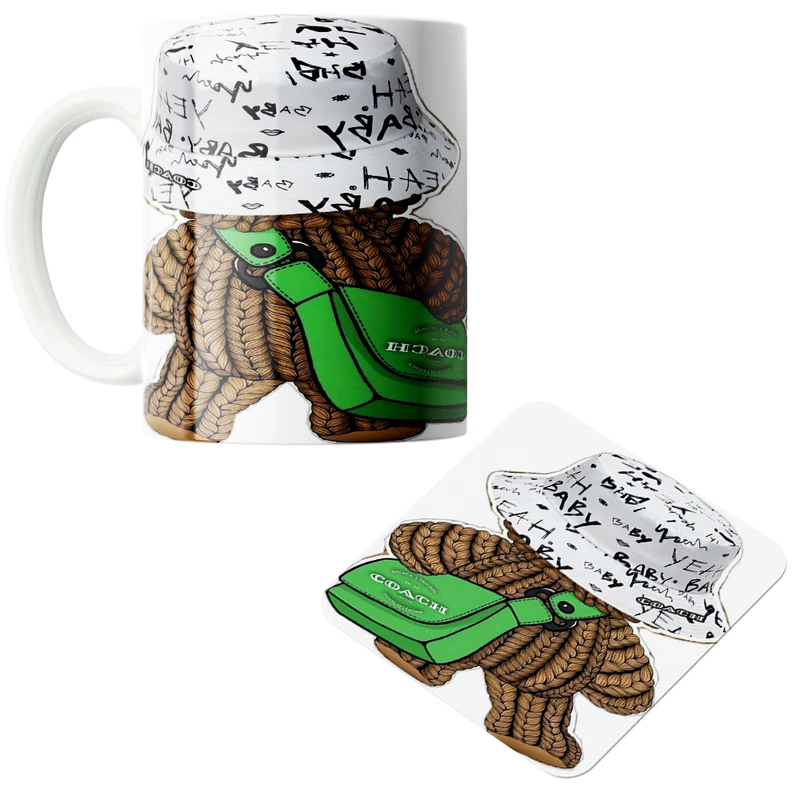 ماگ پاد آفرین مدل خرس کد 451 به همراه زیرلیوانی