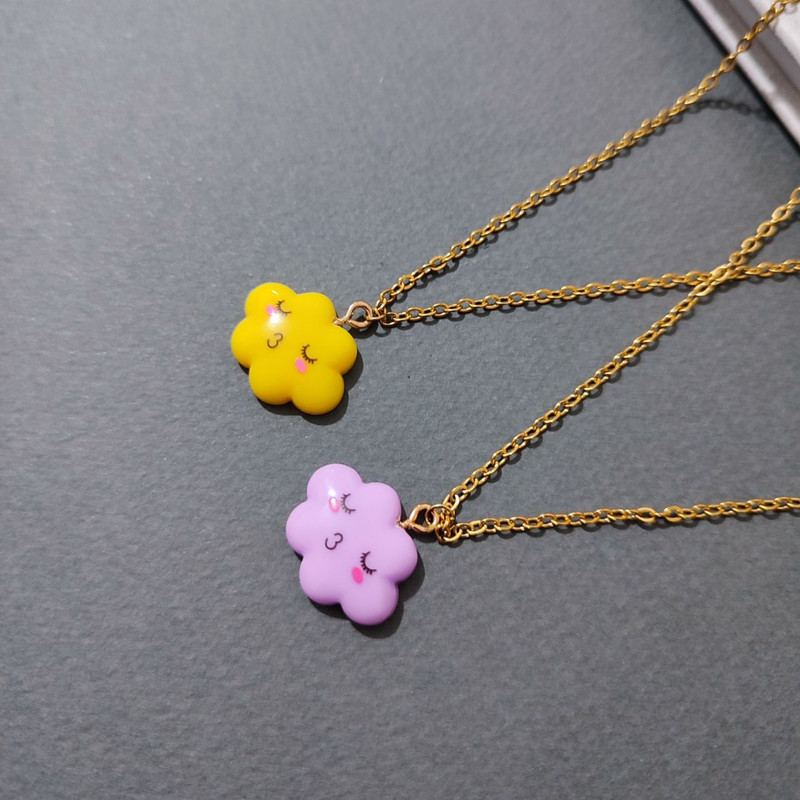 گردنبند دخترانه مدل فانتزی ابر مجموعه دو عددی