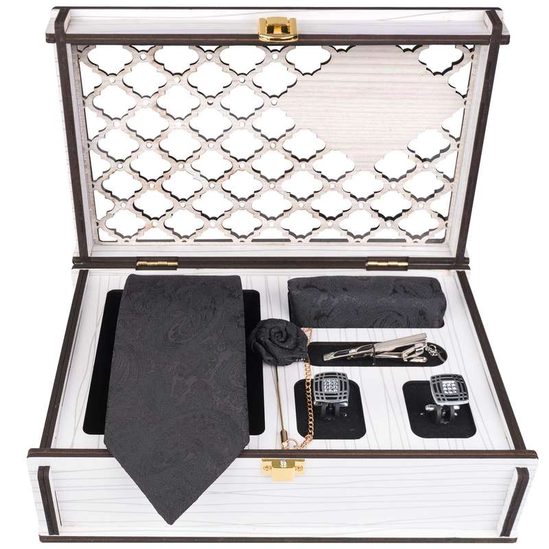 ست کراوات و دستمال جیب و دکمه سردست مردانه جیان فرانکو روسی مدل GF-PA816-BOX