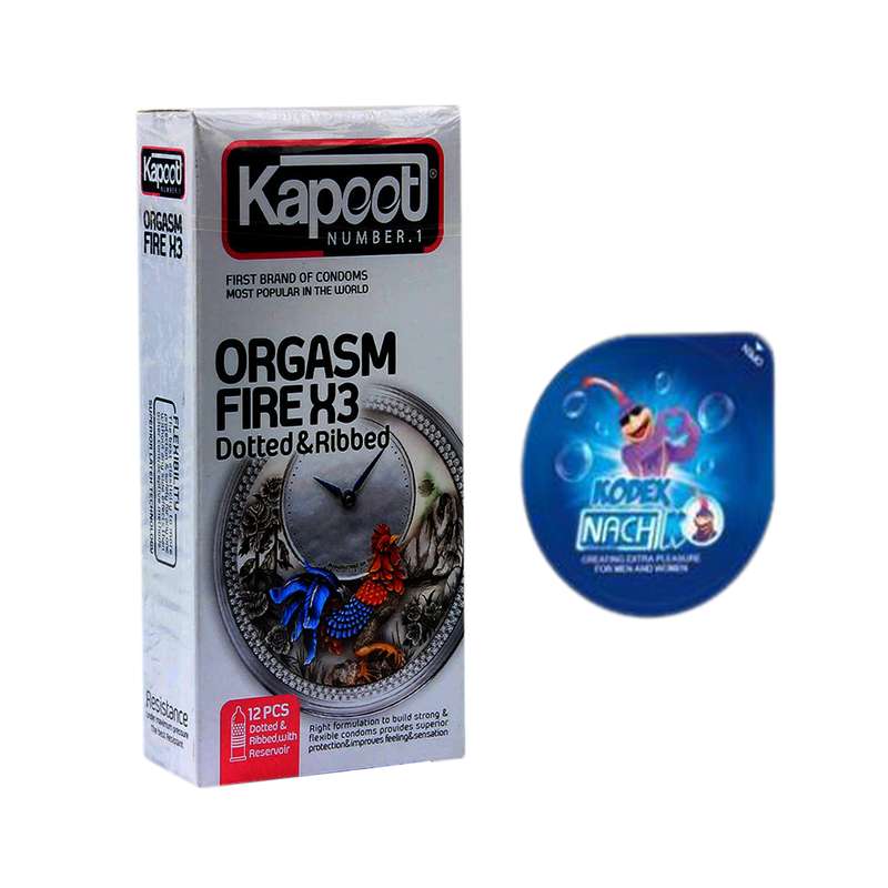 کاندوم کاپوت مدل ORGASM FIRE X3 بسته 12 عددی به همراه کاندوم ناچ کدکس مدل بلیسر