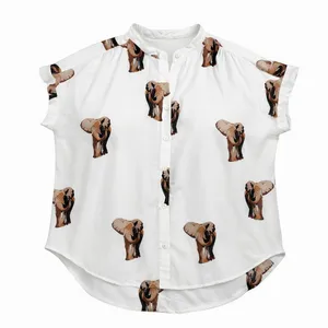 شومیز آستین کوتاه یقه ایستاده زنانه مدل 2004