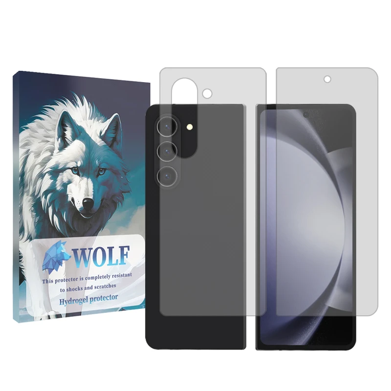 محافظ صفحه نمایش شفاف ولف مدل Tough مناسب برای گوشی موبایل سامسونگ Galaxy Z Fold 5 به همراه محافظ پشت گوشی