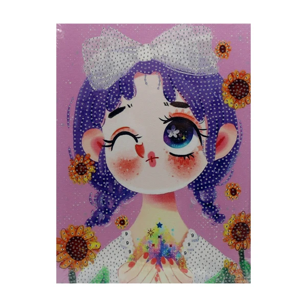 بازی آموزشی رنگ آمیزی مدل تابلو نقاشی الماسی 23*30 طرح دختر